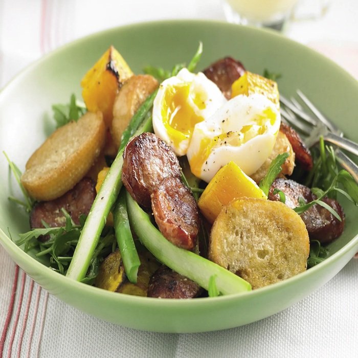 Salade chorizo et œuf mollet